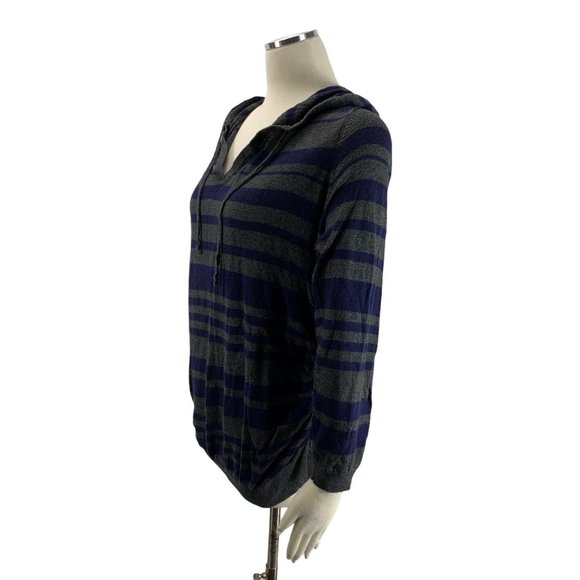Motherhood Maternity XL Sweater Hooded Striped Gra - Picture 2 of 6